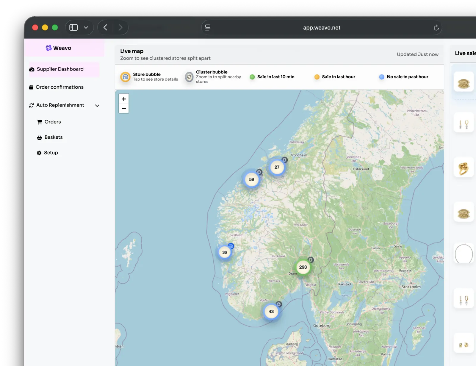 Live dashboard med salg og lager